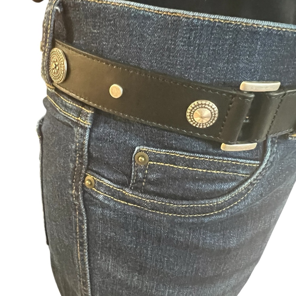 Worth New York black leather belt size small/ medium made in Italy new silver